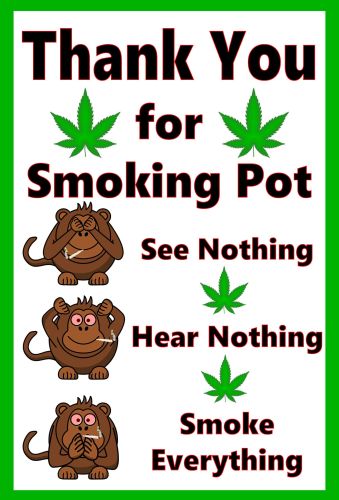 8x12 Metal Sign: Smoking Pot Monkeys