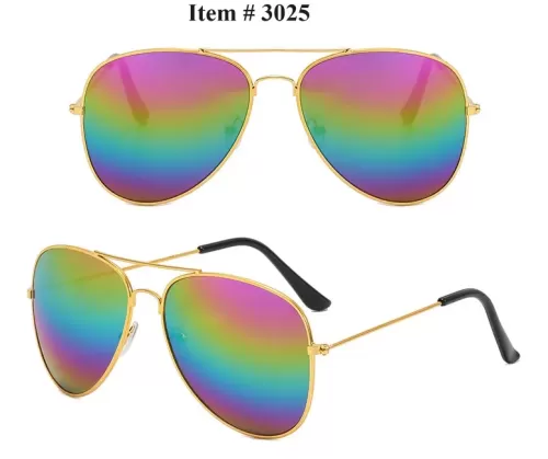 Novelty Wire Aviator with Rainbow Lens