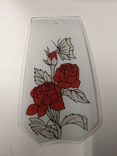 Red Rose Touch Lamp Glass