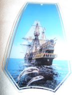 Ship and Dolphins Touch Lamp Glass
